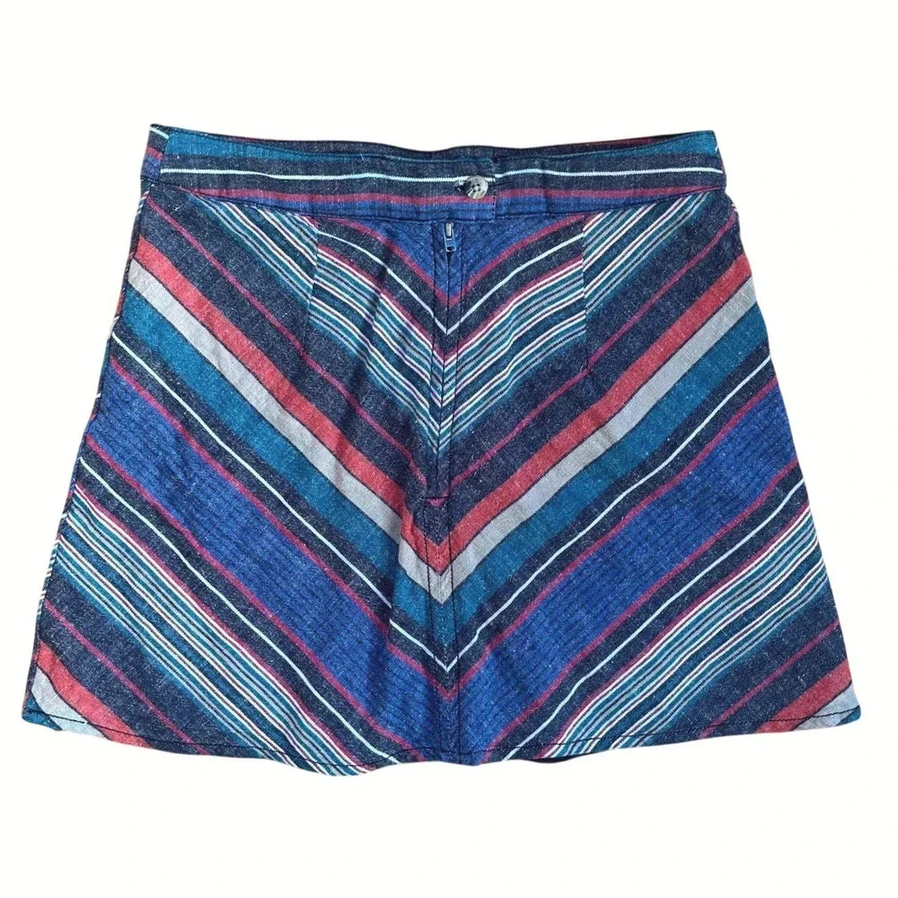 Free People Chevron Stripe Mini Skirt | Linen Blend | Boho |‎ Size 4